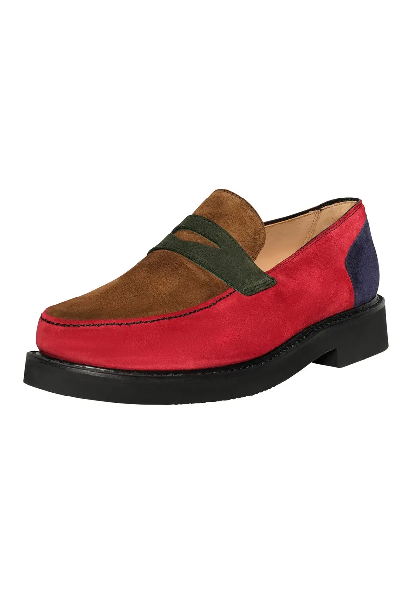 Лоферы Henry Stevens "Haywood PL business Shoes", мужские полуботинки кожаные ручной работы, костюмные туфли-тапочки, красный — фото 2
