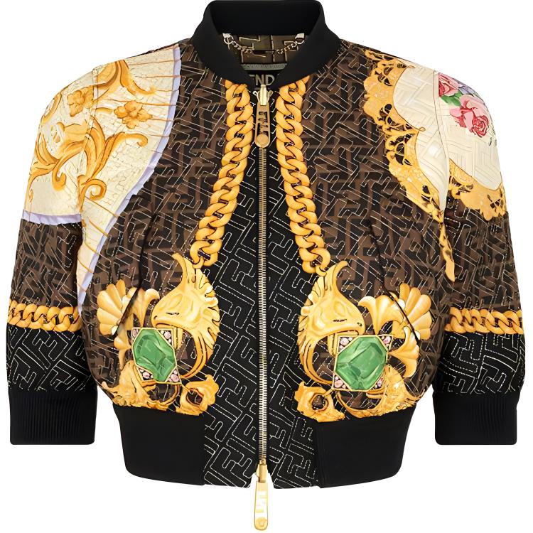 

VERSACE SS22 Куртка женская Многоцветная FENDI, мультиколор, Серый, VERSACE SS22 Куртка женская Многоцветная FENDI, мультиколор