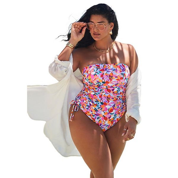 

Женский бандо регулируемый купальник Swimsuits For All, Mod Bloom