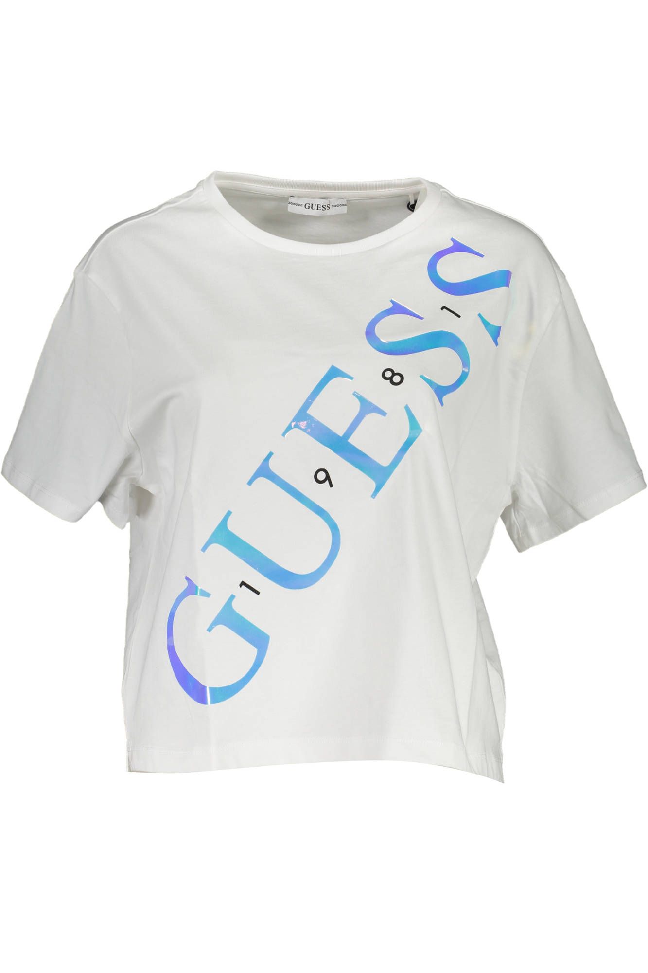 

Белая хлопковая женская футболка Guess Shoes