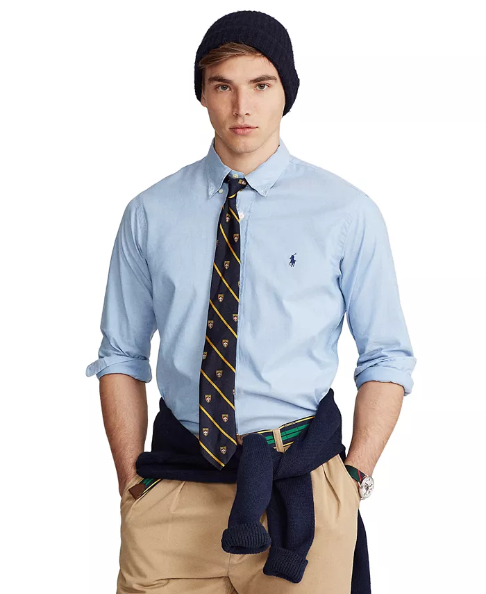 

Мужская классическая растягивающаяся рубашка Oxford Polo Ralph Lauren, синий