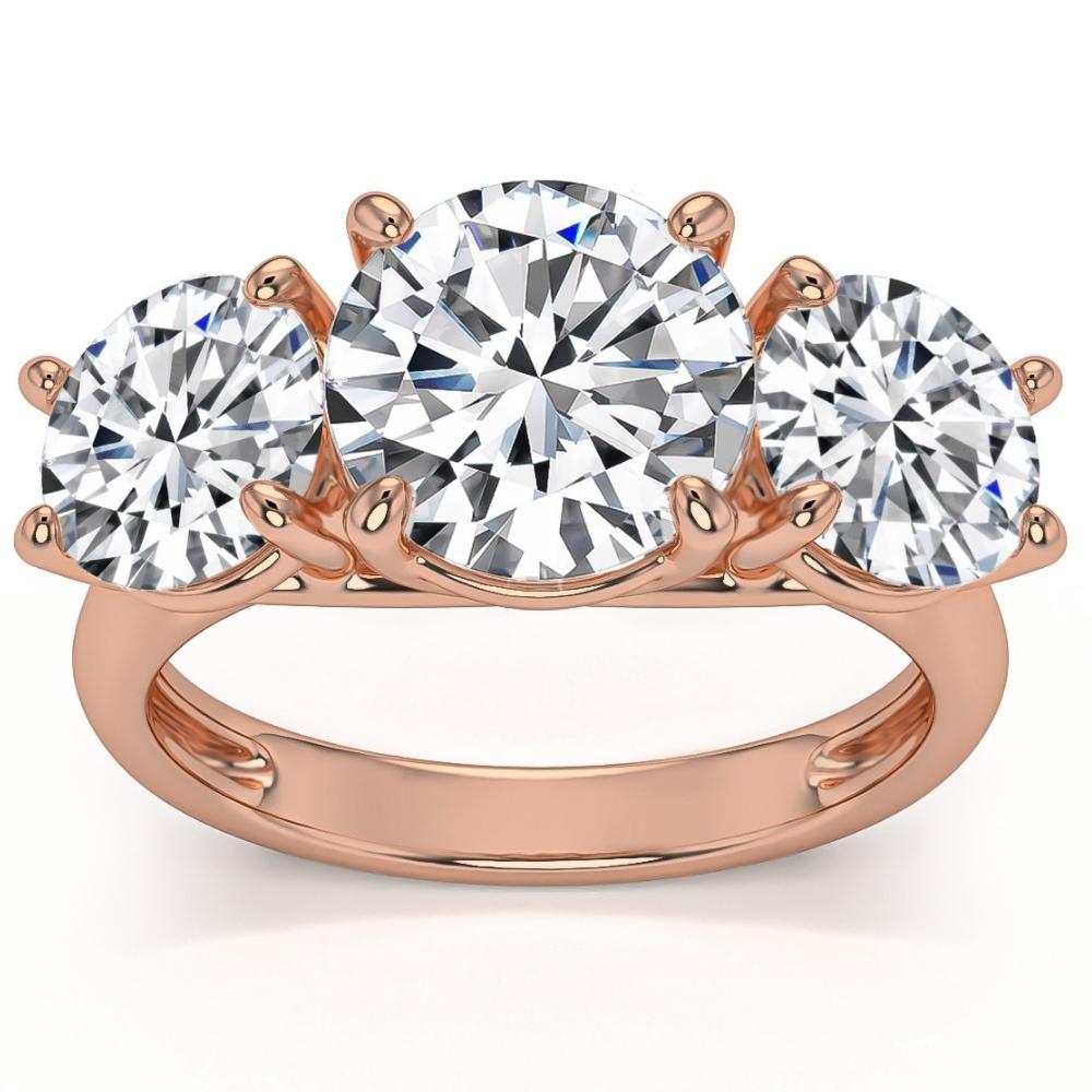 

Обручальное кольцо с тремя выращенными в лаборатории бриллиантами 5 1/2 карата из белого, желтого или розового золота Pompeii2, 10K Rose Gold