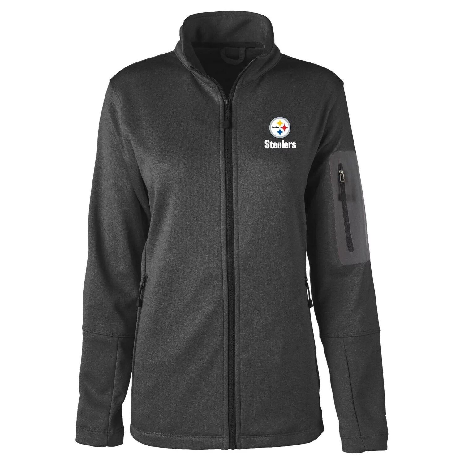 

Женская куртка Dunbrooke Heather Black Pittsburgh Steelers Freestyle с тефлоновым щитком и молнией во всю длину