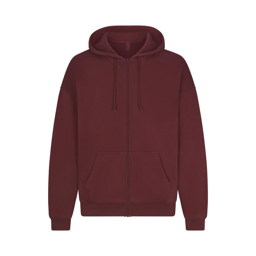 

Мужская свободная толстовка с капюшоном на молнии SKIMS Terry, цвет Oxblood