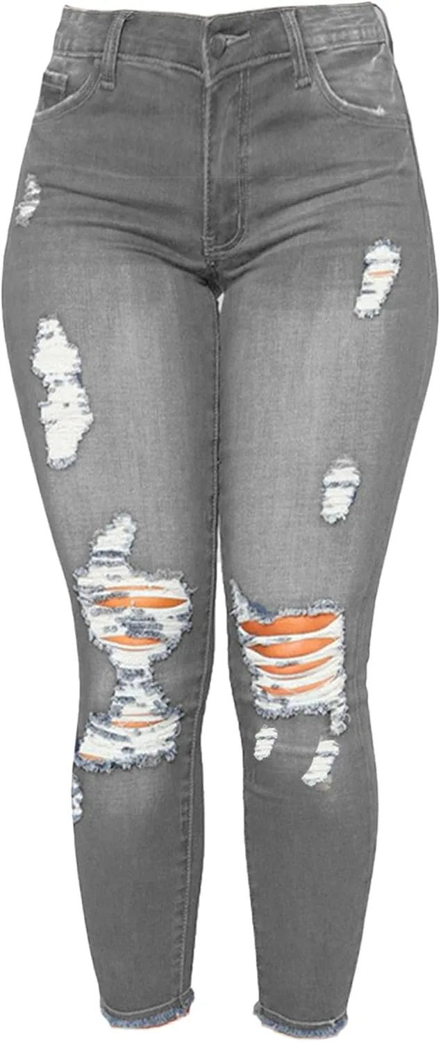 

Andongnywell Женские рваные джинсы High Rise Skinny