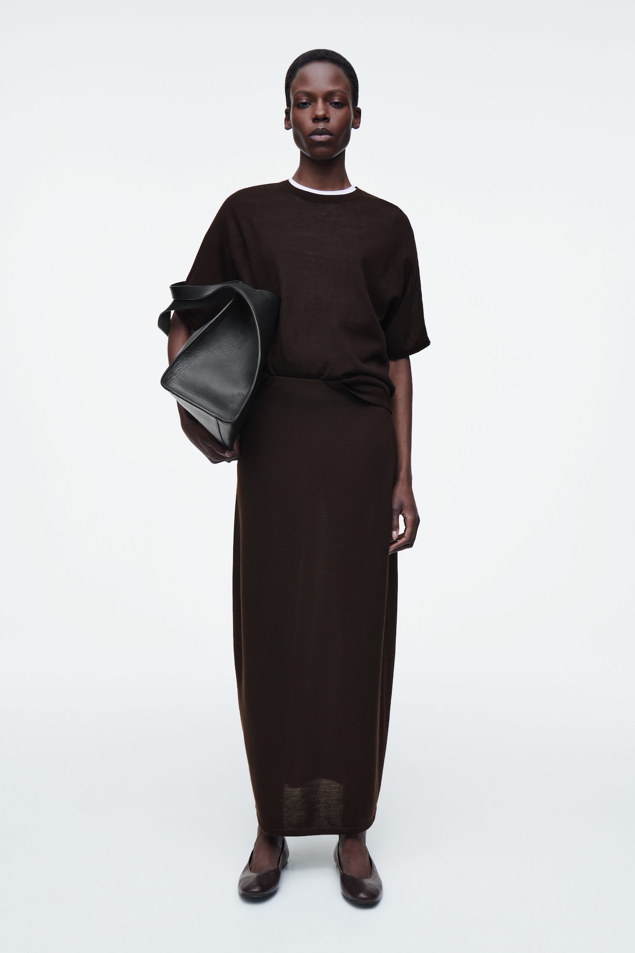 

Юбка макси из мериносовой шерсти COS, темно-коричневый