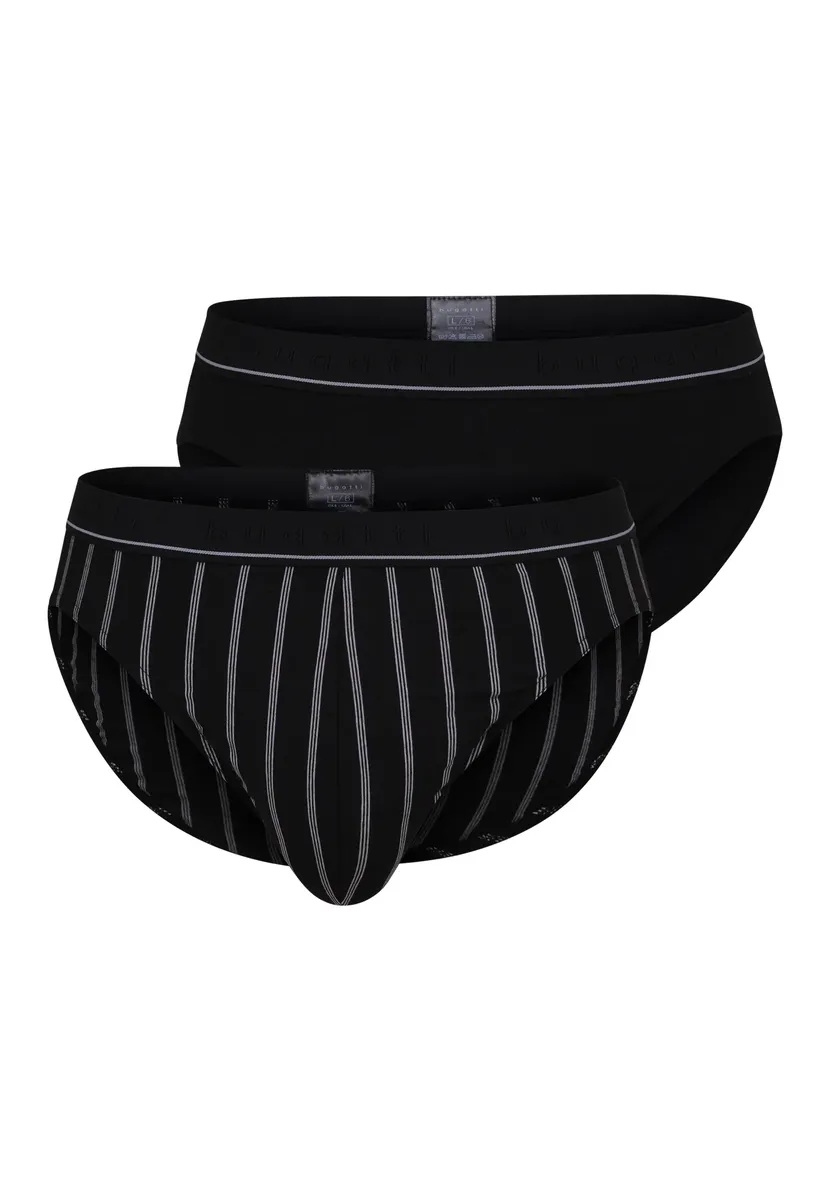 

Трусы bugatti "Sport Briefs Pack of 2" (2 шт.) спортивного кроя для активных дней, цвет Schwarz-Dunkel-Streifen