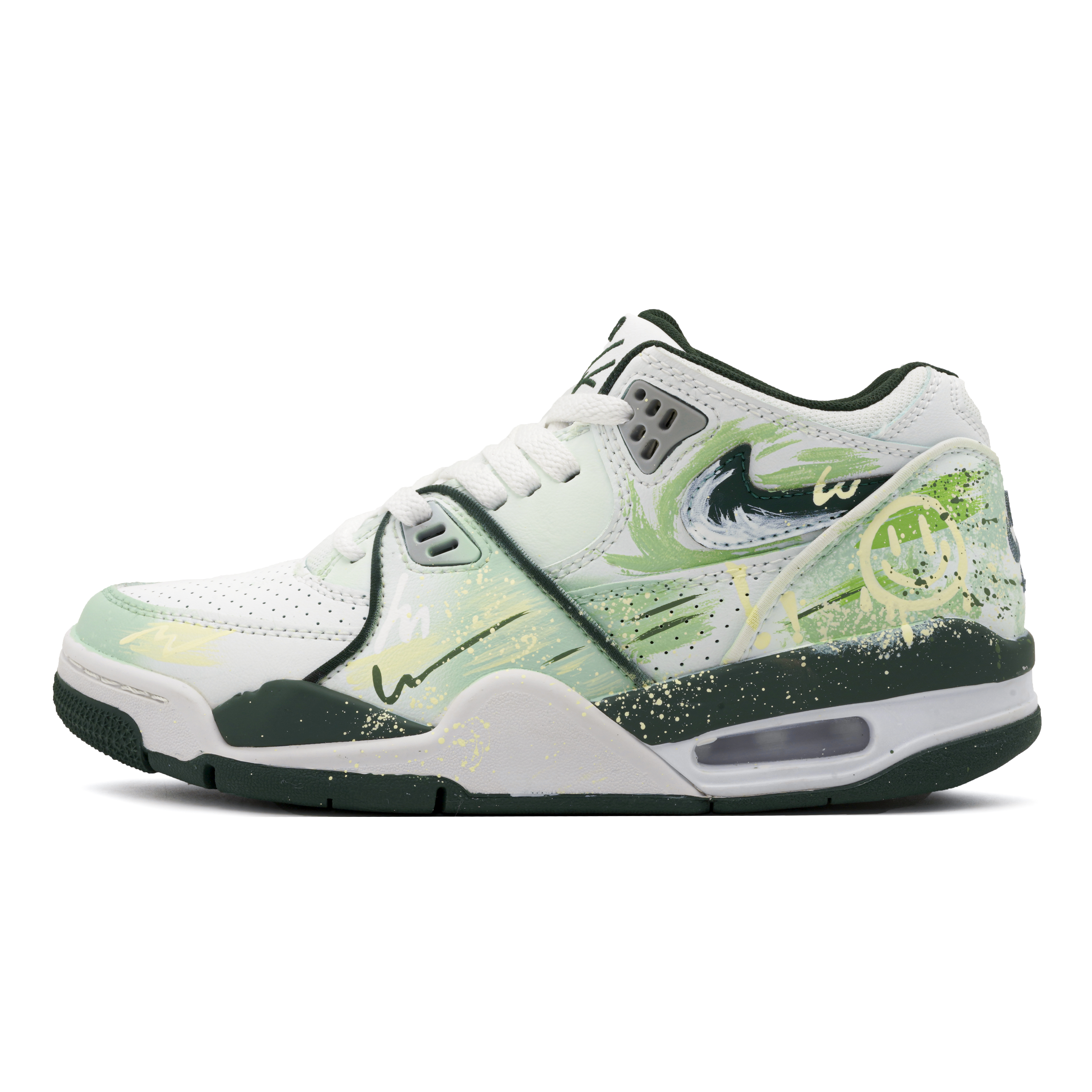 

Nike Баскетбольные кроссовки Air Flight 89 Street Canvases с антискользящим покрытием, износостойкие, низкие, винтажные, мужские, белые, зеленые
