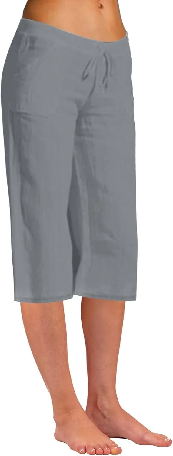 

Льняные брюки женские летние Casual Plus Size с завязками и карманами