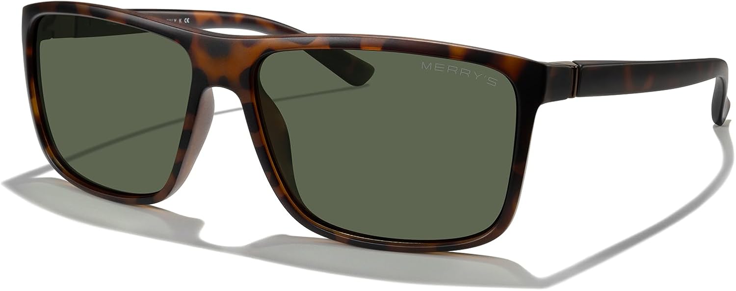 

Прямоугольные поляризованные спортивные солнцезащитные очки MERRY'S для мужчин и женщин, для езды на велосипеде, вождения, рыбалки, с защитой UV400, модель S8225, Matte Leopard Frame/Brown Metal/G15 Lens