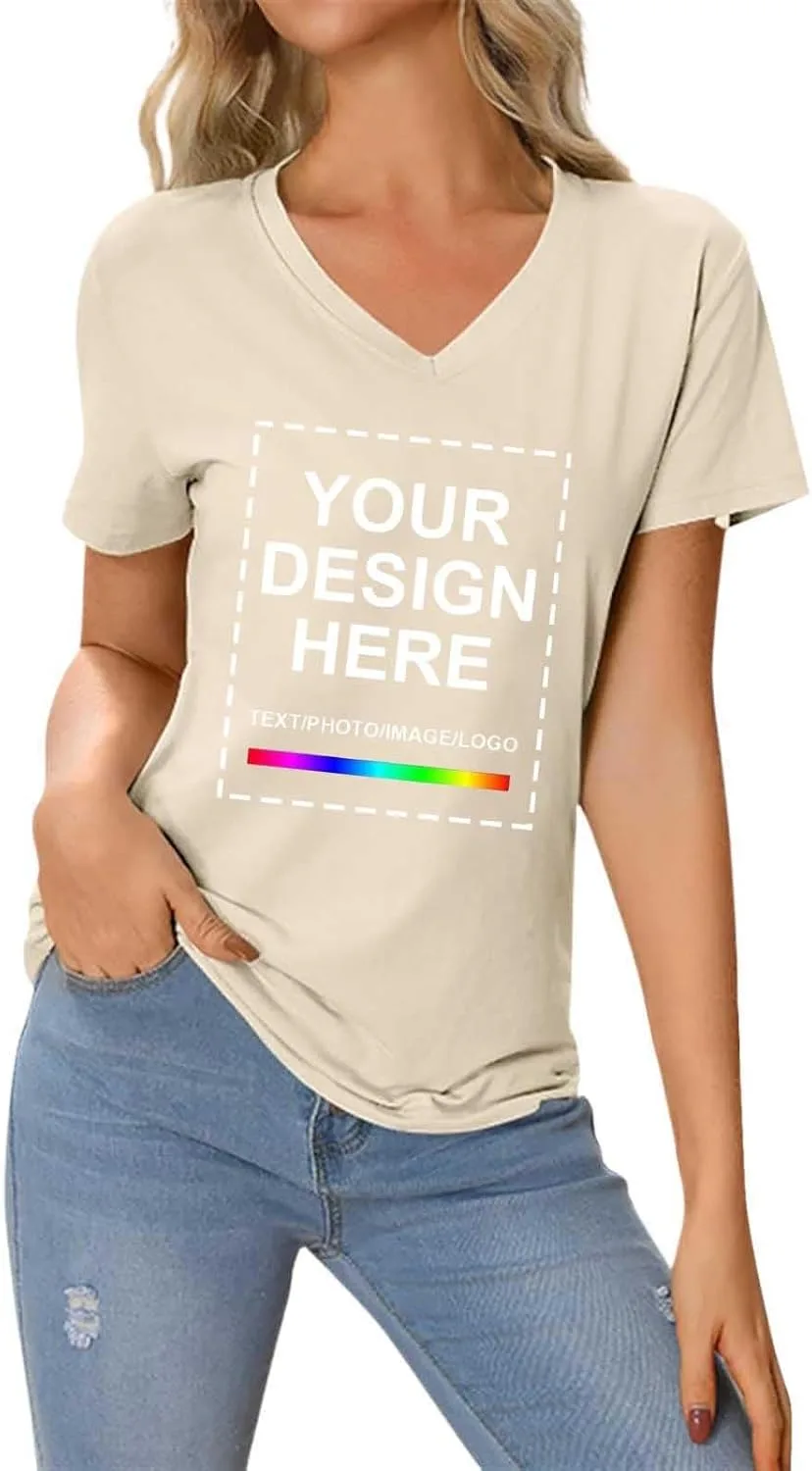 

Футболка с V-образным вырезом Custom T Shirts для мужчин и женщин с индивидуальным принтом