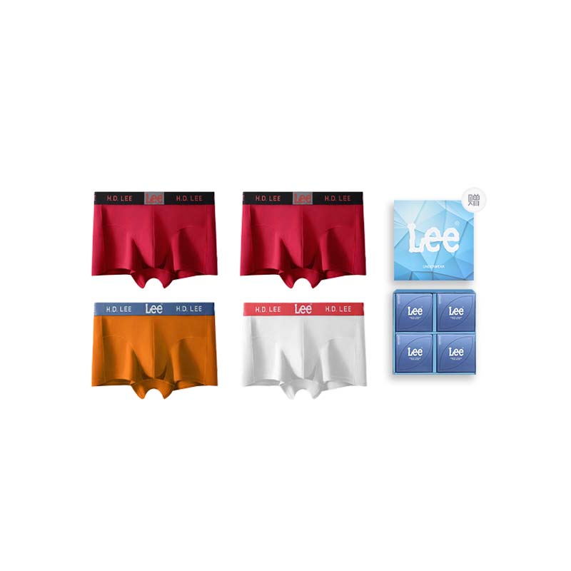 

Hui Guang 2 Мужские трусы Box 4 шт Lee, красный+красный+оранжевый+белый (box 4 pack)