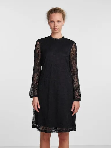 

Кружевное платье из кусочков "PCOLLINE LS LACE DRESS NOOS BC" Pieces, черный