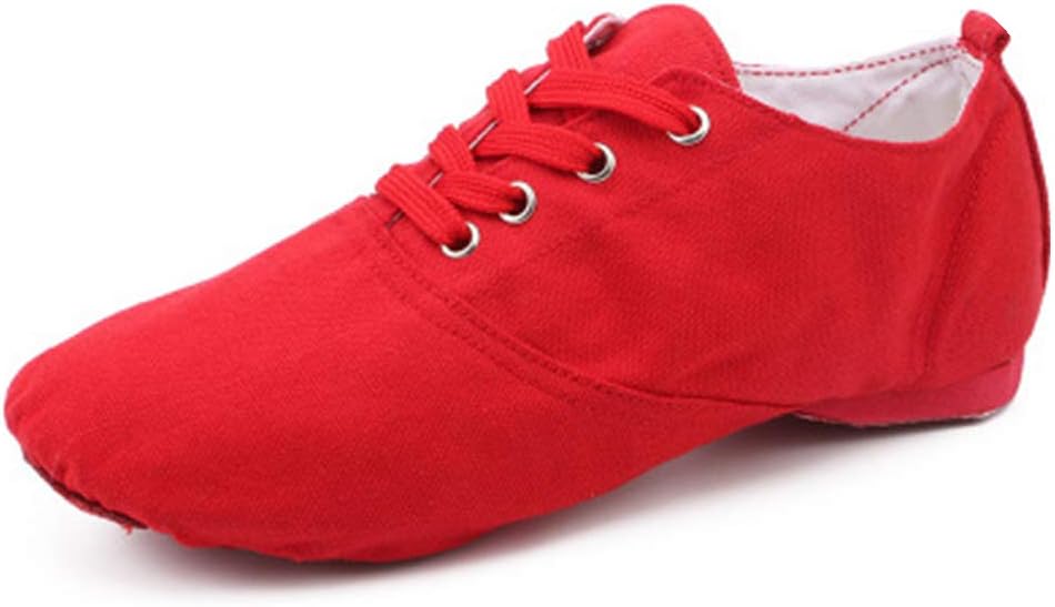 

Кожано-текстильные джазовые туфли HROYL на шнуровке, подходят для девочек/мальчиков/женщин/мужчин, модель TJ-DBjazz, красный