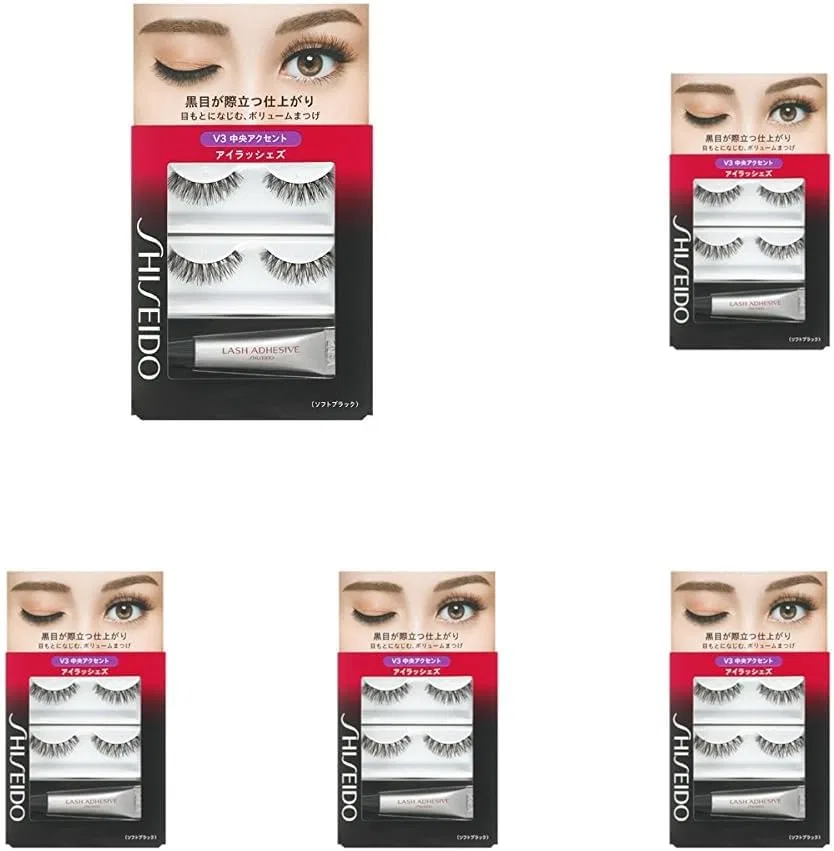 Набор ресниц Shiseido V3, 2 пары + клей, 0.1 унции, черный