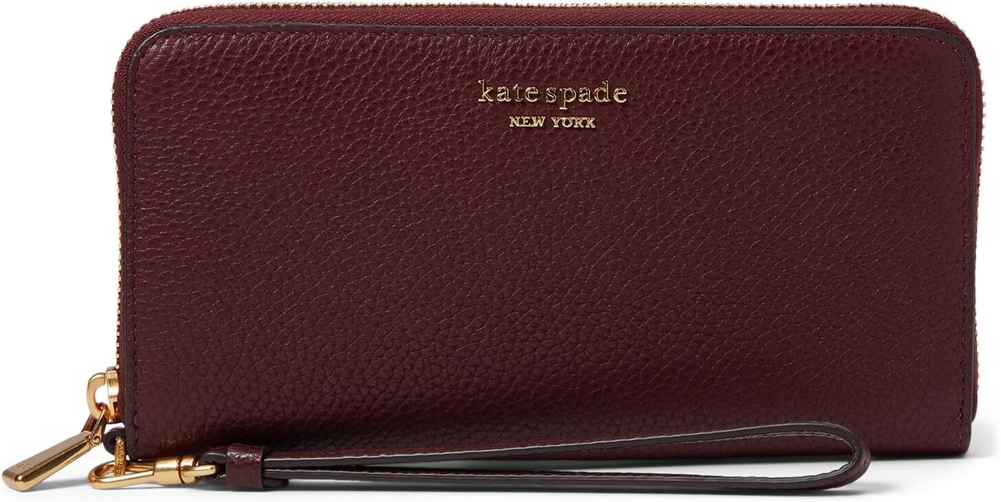 

Клатч Ava Pebbled Leather Zip Around Continental Wristlet Kate Spade New York, цвет Cordovan