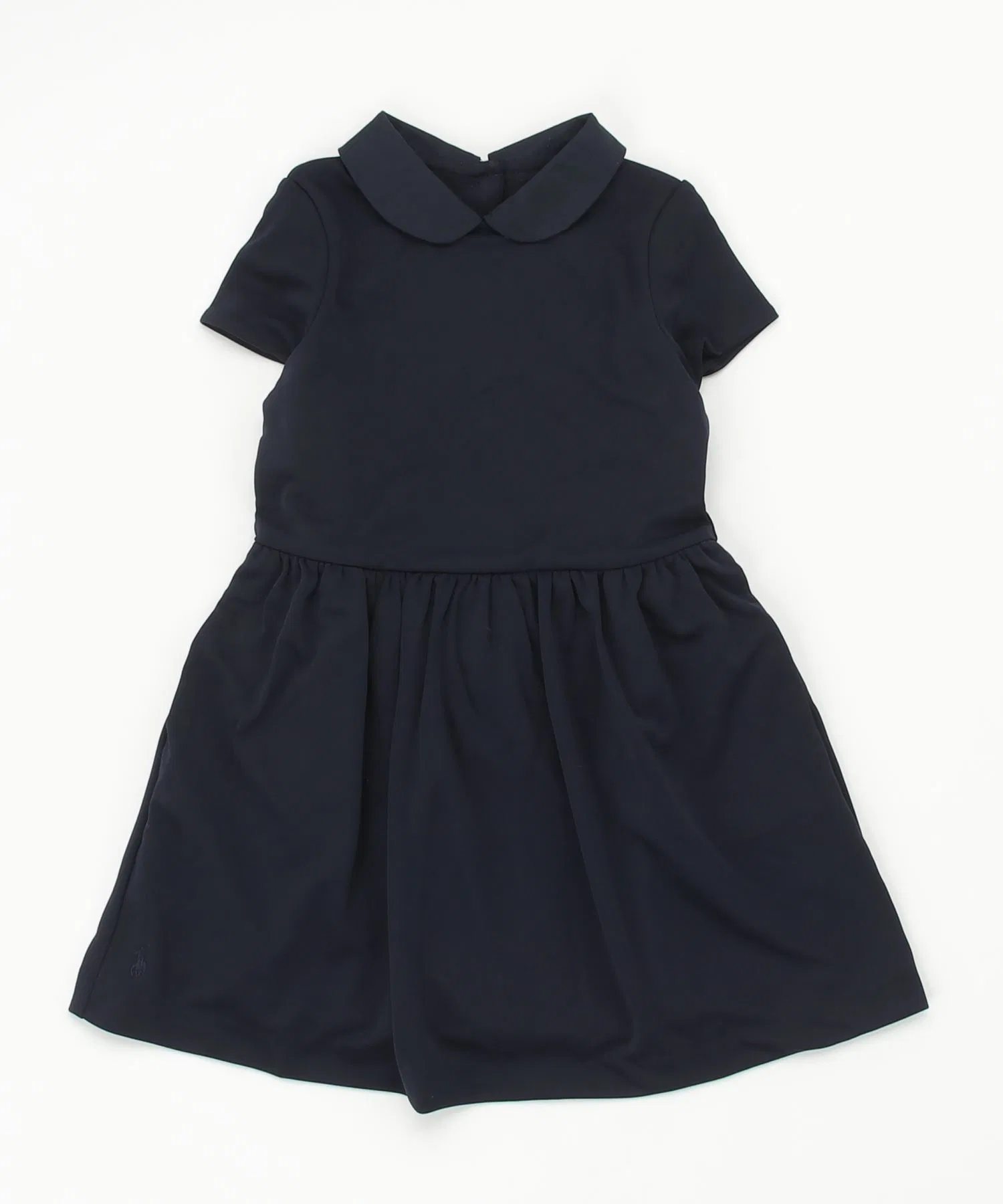 Детское платье POLO RALPH LAUREN CHILDRENSWEAR из полиэстера с вышивкой и воротником тёмно-синего цвета — фото 3
