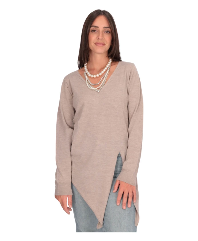 

Шерстяная рубашка с жемчугом Liu Jo, бежевый