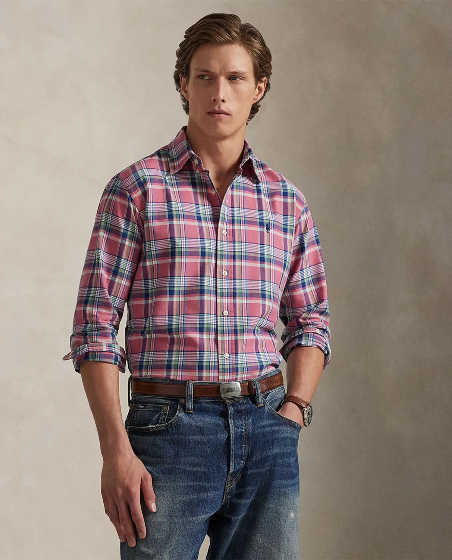 Мужская рубашка Oxford Custom Fit в клетку Polo Ralph Lauren, мультиколор