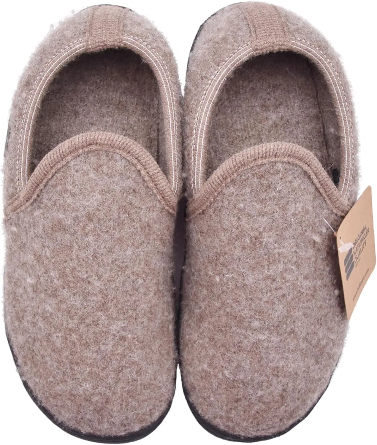 HAFLINGER Unisex Atb II Теплые шерстяные дышащие влагоотводящие тапочки с закрытой пяткой и нескользящей резиновой подошвой, Erdfarben — фото 2