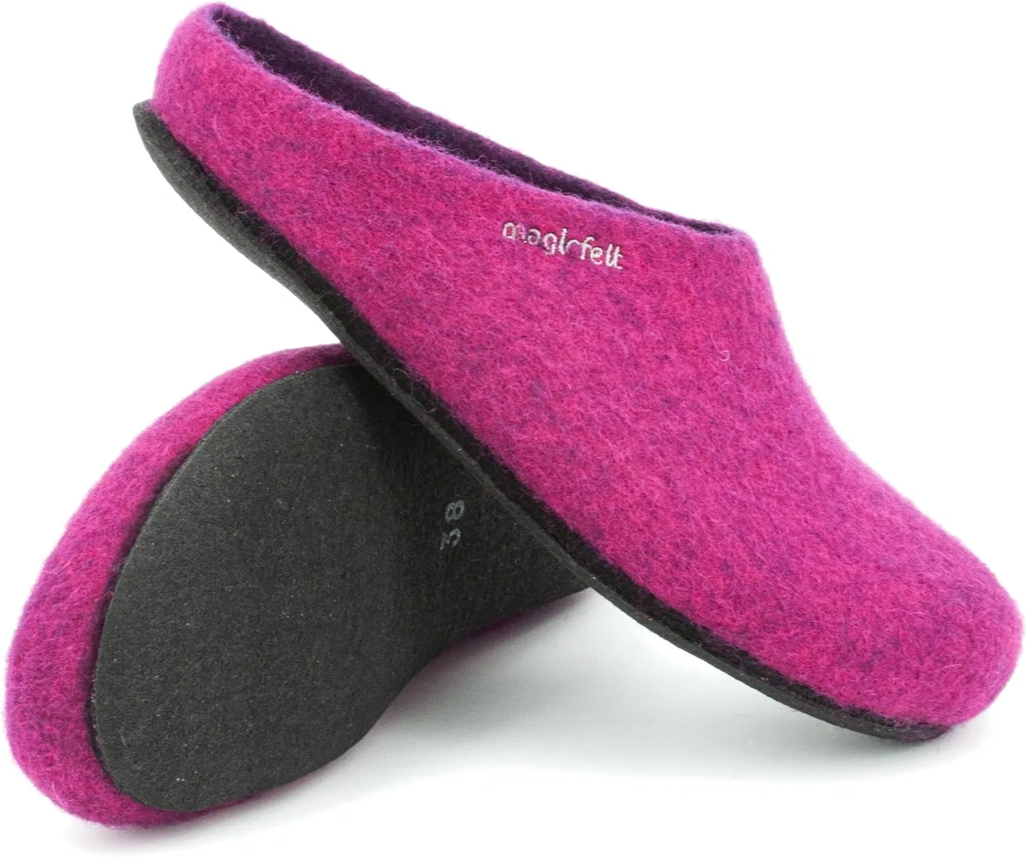 Тапочки MagicFelt AN 709 из чистой натуральной шерсти для мужчин и женщин - нескользящие и анатомической формы, Magenta