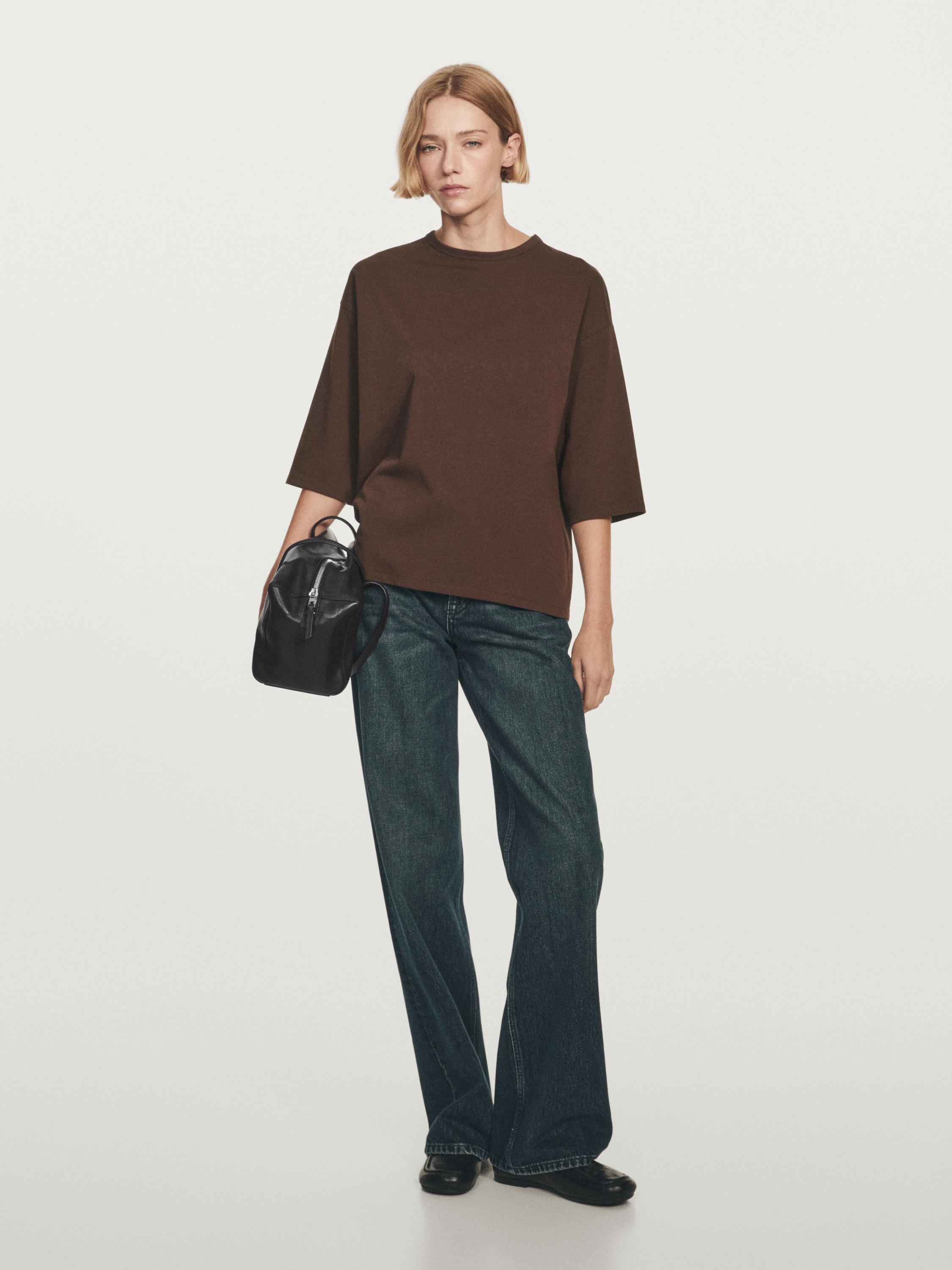 

Футболка большого размера с плотным лифом Massimo Dutti, коричневый