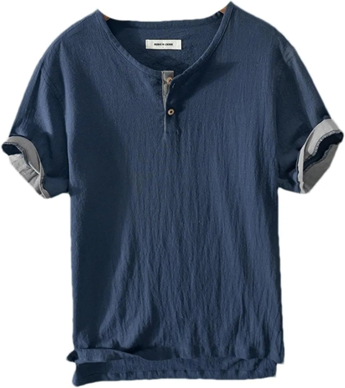 

Мужская хлопковая футболка с коротким рукавом и воротником хенли GaoLeAve