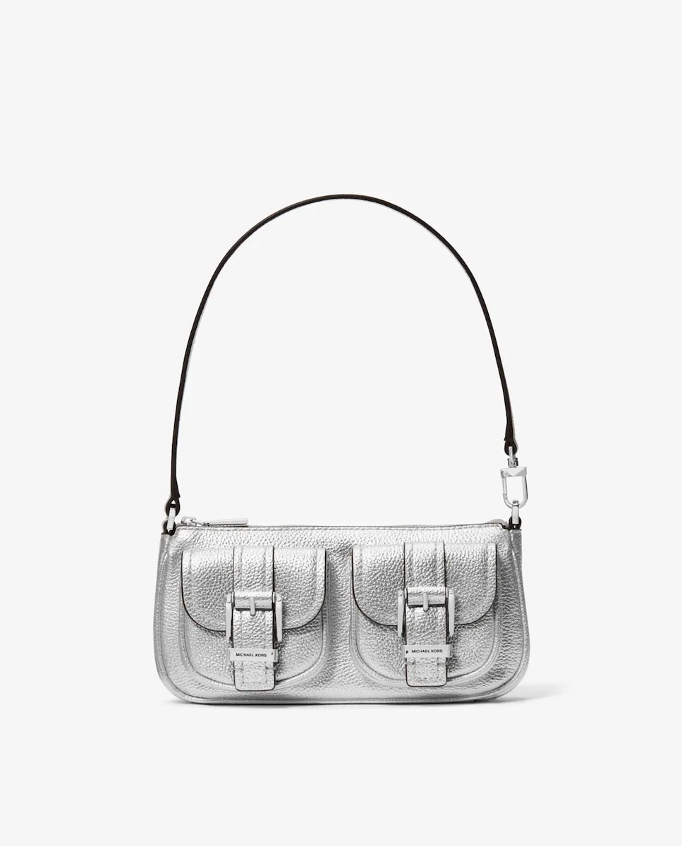 

Сумка-кошелек Zoe из металлизированной кожи Michael Michael Kors, серебряный