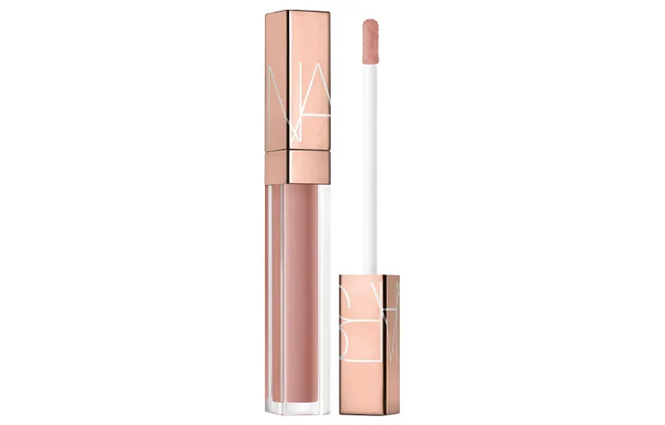 NARS Маленький розовый золотой блеск для губ, мерцающий золотой тюбик, #275NYMPHO Almond Mocha