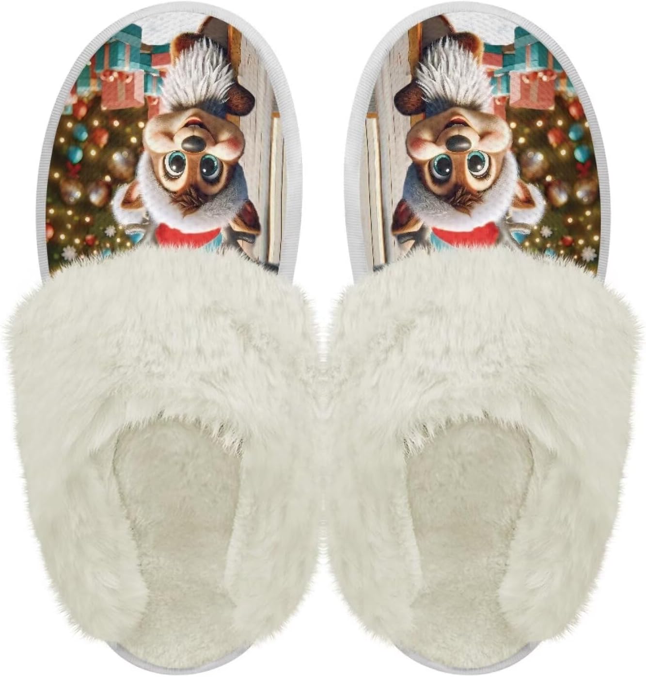 

Хлопковые тапочки с пушистыми краями, домашние тапочки для дома и улицы, хлопковые тапочки унисекс Pjheqoxe, Squirrel