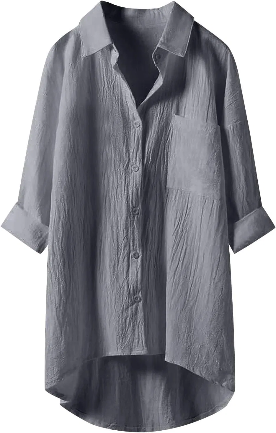 Блуза из хлопка и льна, Oversize, Muslin Blouse, серый