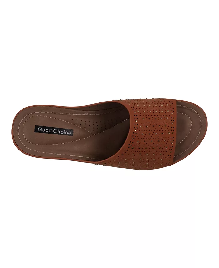 Женские сандалии Atlanta на удобном каблуке-платформе с шипами GC Shoes, оранжевый — фото 4