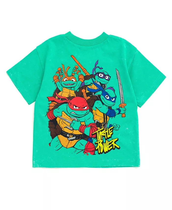 Комплект: футболка и шорты из френч терри TEENAGE MUTANT NINJA TURTLES, зеленый — фото 3