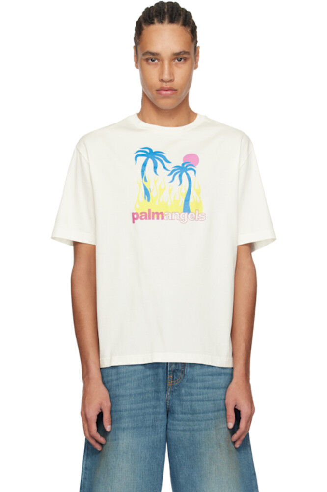 

Белая футболка Burning Oasi Palm Angels