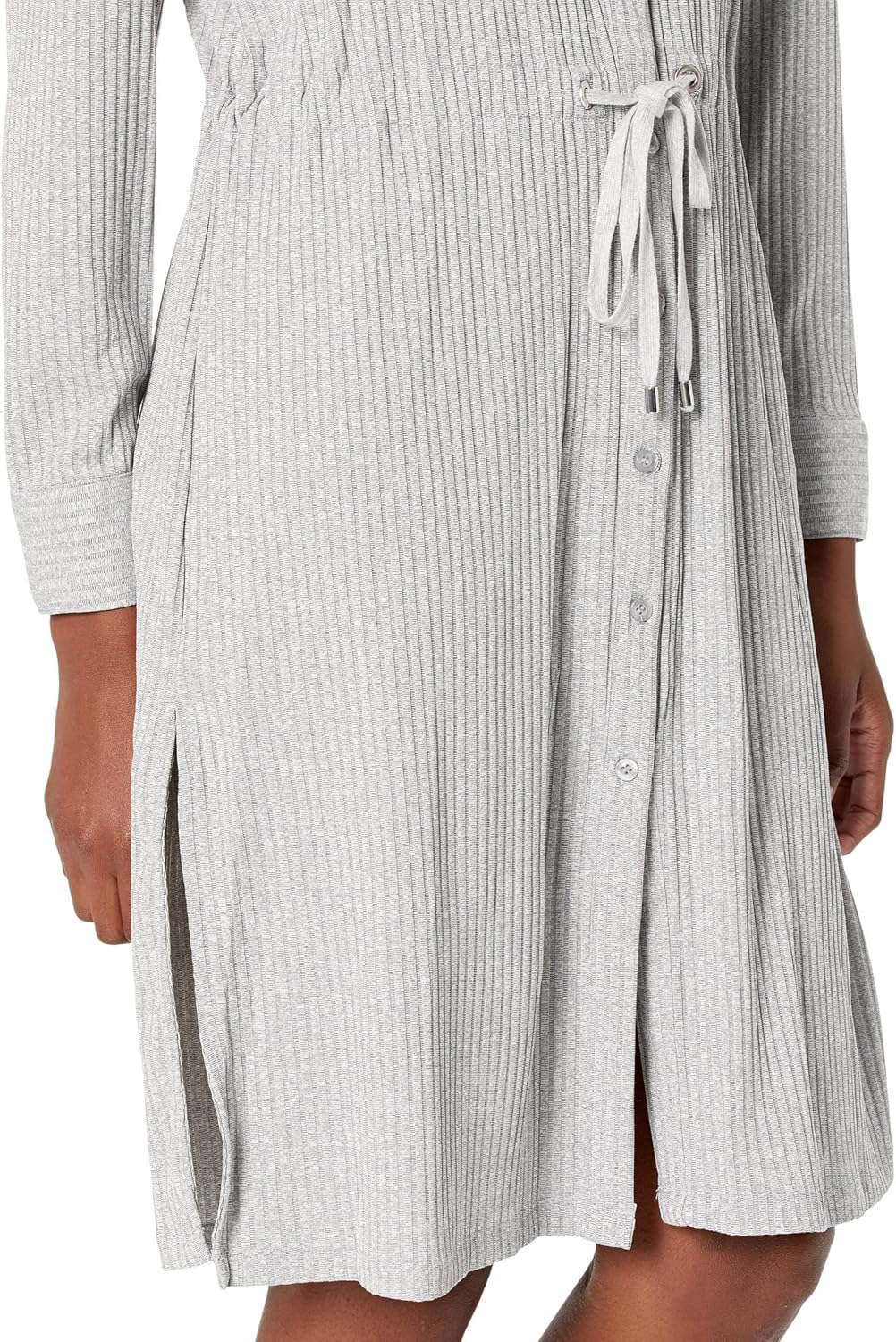 Женская куртка Calvin Klein Essential Lightweight с ребристым поясом и синтепоном, Heather Granite — фото 3