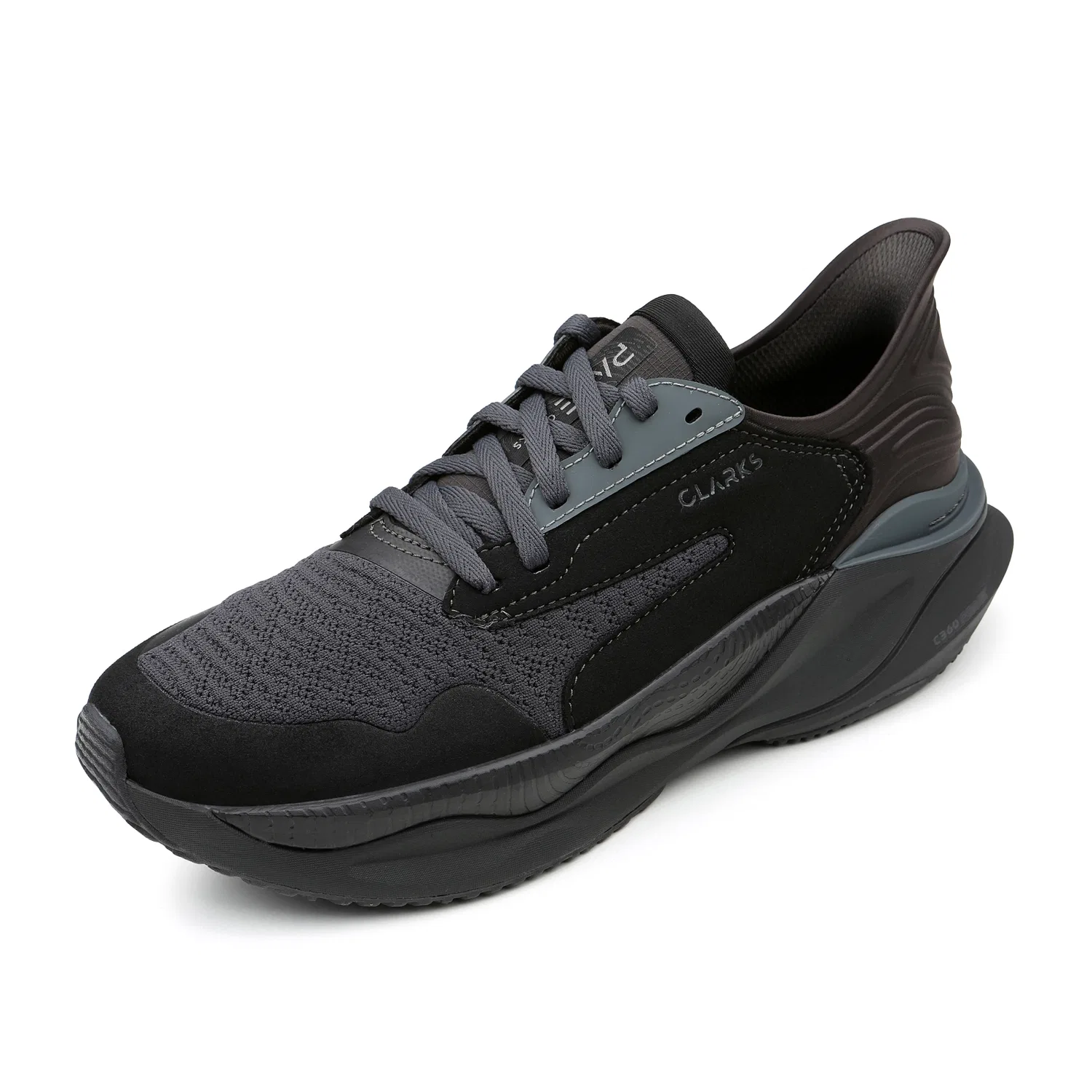 Мужские чёрные лёгкие вязаные кроссовки от Clarks