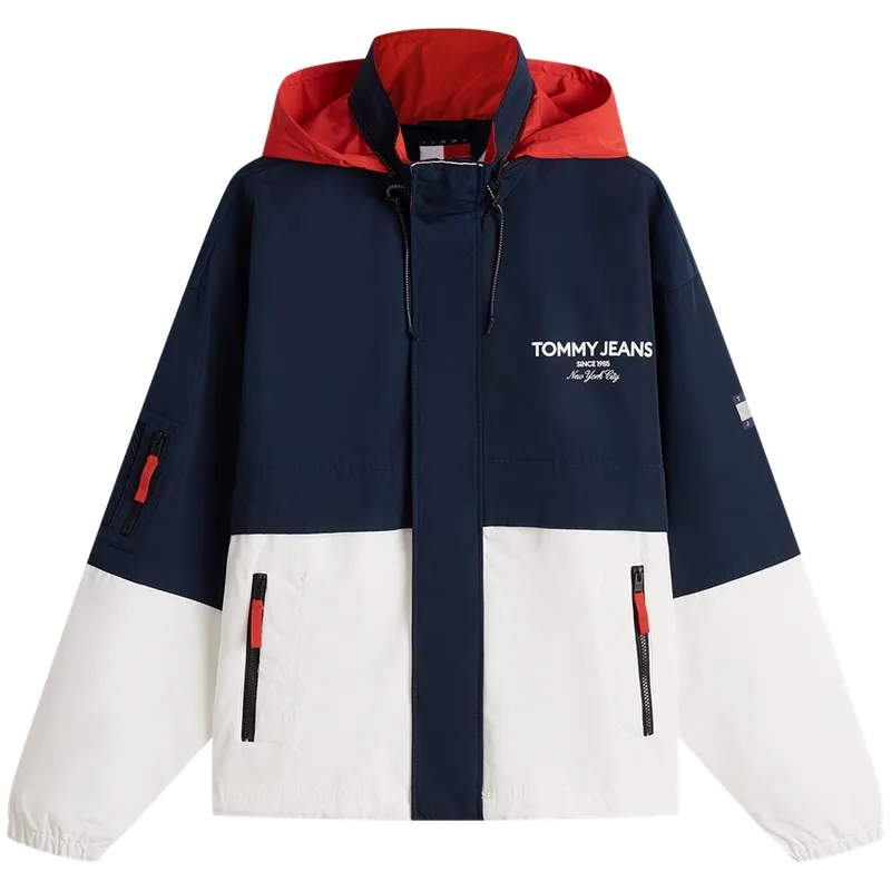 Tommy Hilfiger Куртка мужская Navy Blue & Ecru Multicolor C1G с капюшоном
