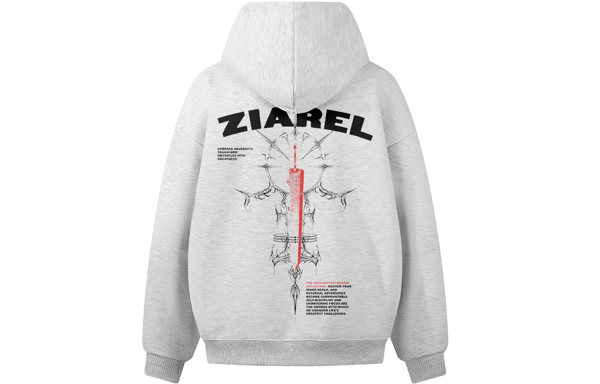 

Толстовка Unisex Hooded Moderate Heavyweight ZIAREL, белый heather серый