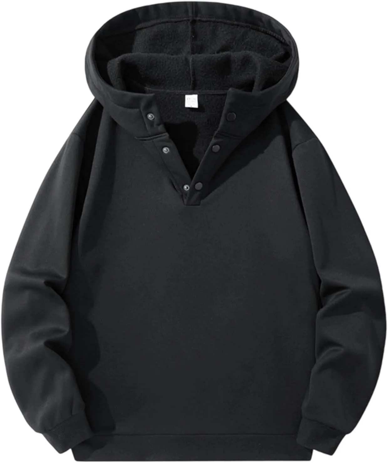 

Мужская флисовая толстовка на пуговицах с капюшоном, однотонная, с длинным рукавом