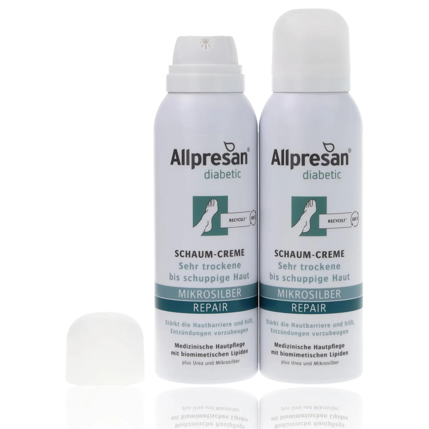 Пенный крем для ног Allpresan Diabetic Micro Silver + Repair с микросеребром для очень сухой и шелушащейся кожи при диабете, 125 мл (2 шт.) Allpresan