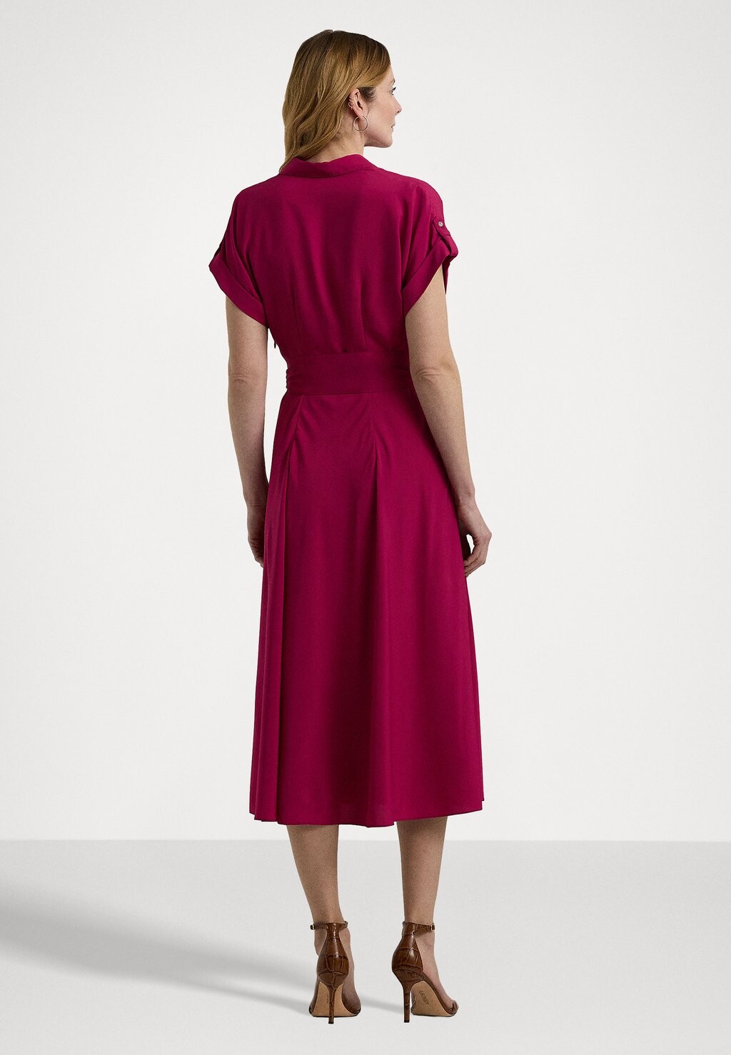 

Летнее платье BELTED CREPE DRESS Ralph Lauren, фуксия