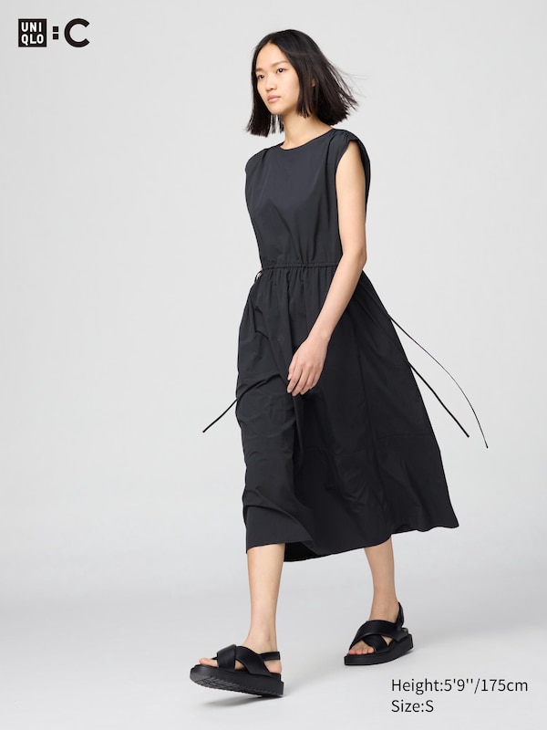 

Платье со сборками (без рукавов) Uniqlo, черный