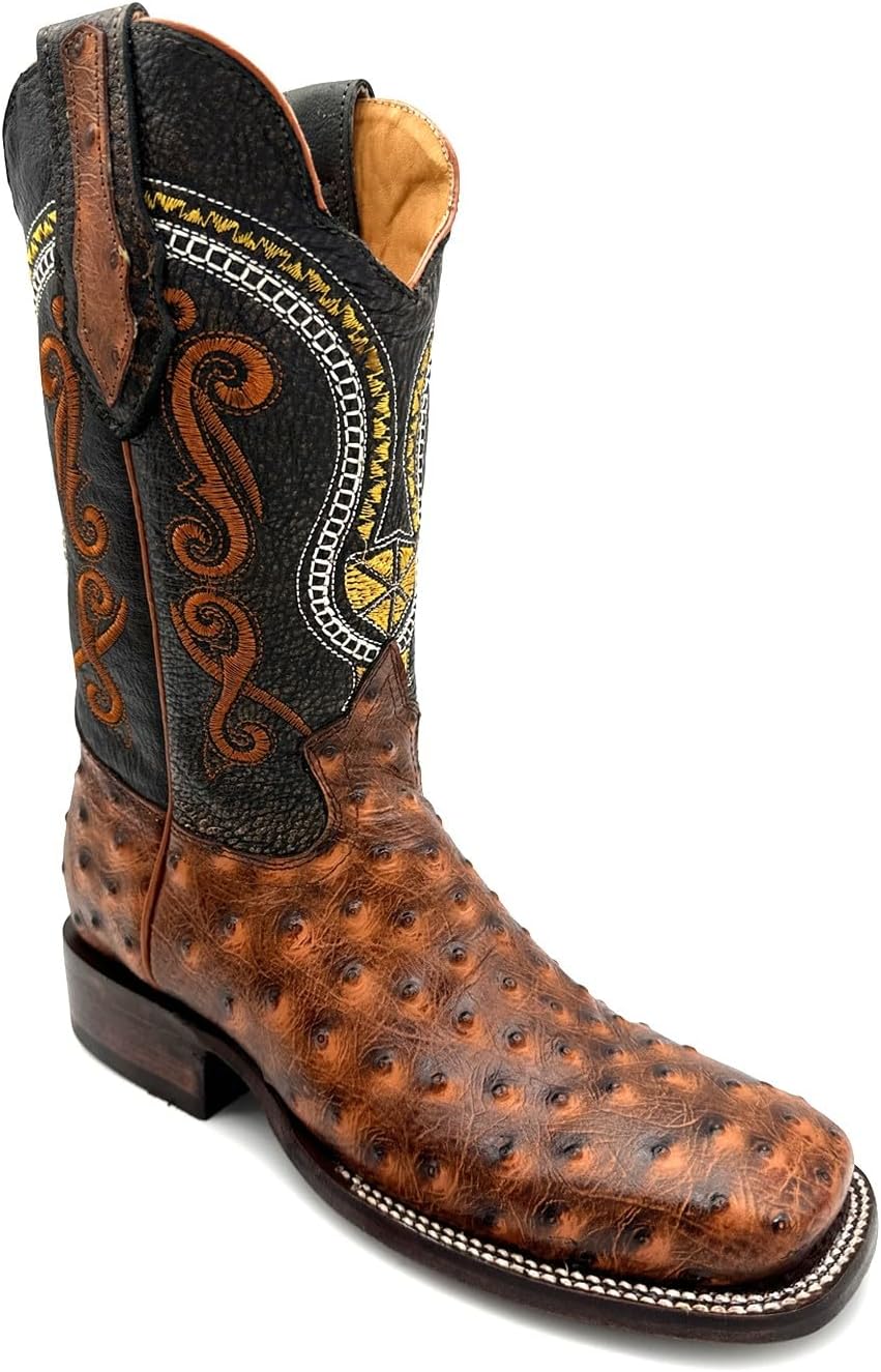 

Мужские кожаные вестерн-сапоги Western Shops с квадратным носком и принтом из пера страуса The Western Shops, Shedron