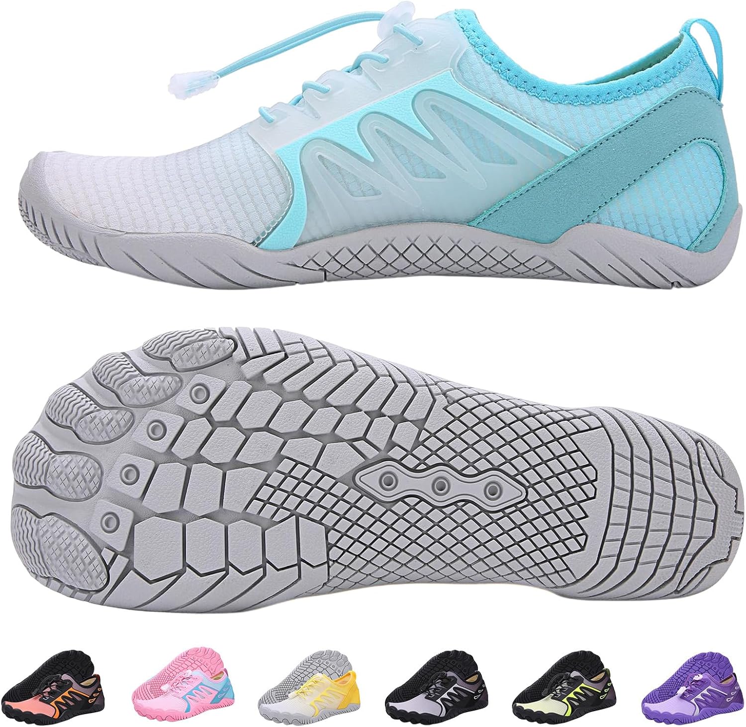 

Кроссовки для походов с широким носком для мужчин и женщин, противоскользящие водные кроссовки, обувь для бега, пляжа, плавания и бассейна Kiyenus, белый/синий