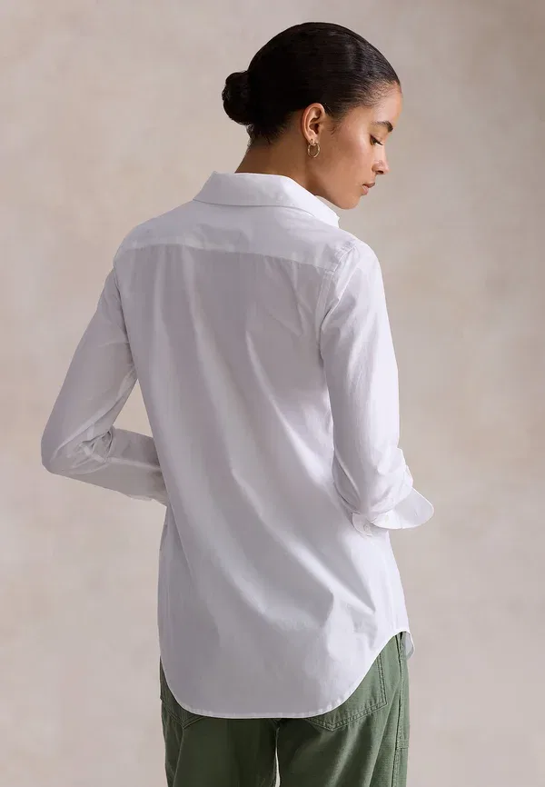 Рубашка Polo Ralph Lauren End on end stretch slim fit cotton shirt button down blouse, белый — фото 3
