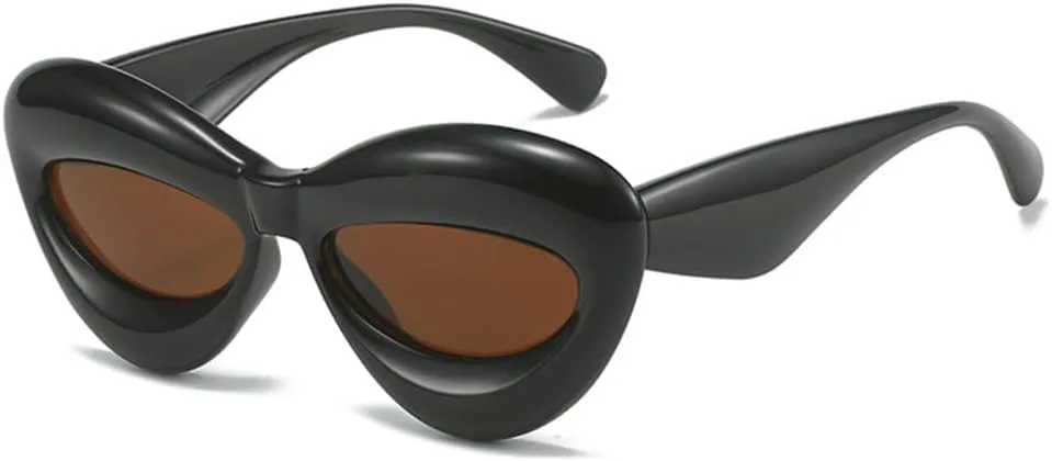 

Солнцезащитные очки LVTFCO Retro Cat Eye Candy Color для женщин, модные, с овальными линзами, защита от УФ-излучения UV400, для мужчин, желто-розовые, Black Tea