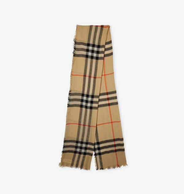 

Легкий шарф из шерсти и шелка с принтом в клетку Burberry, желтый