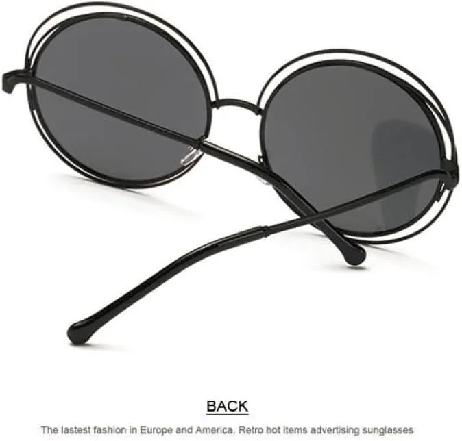 

Винтажные большие круглые солнцезащитные очки для женщин, оправа из сплава с полым профилем, обеспечивающая защиту от ультрафиолета UV400 generic, Silver Silver