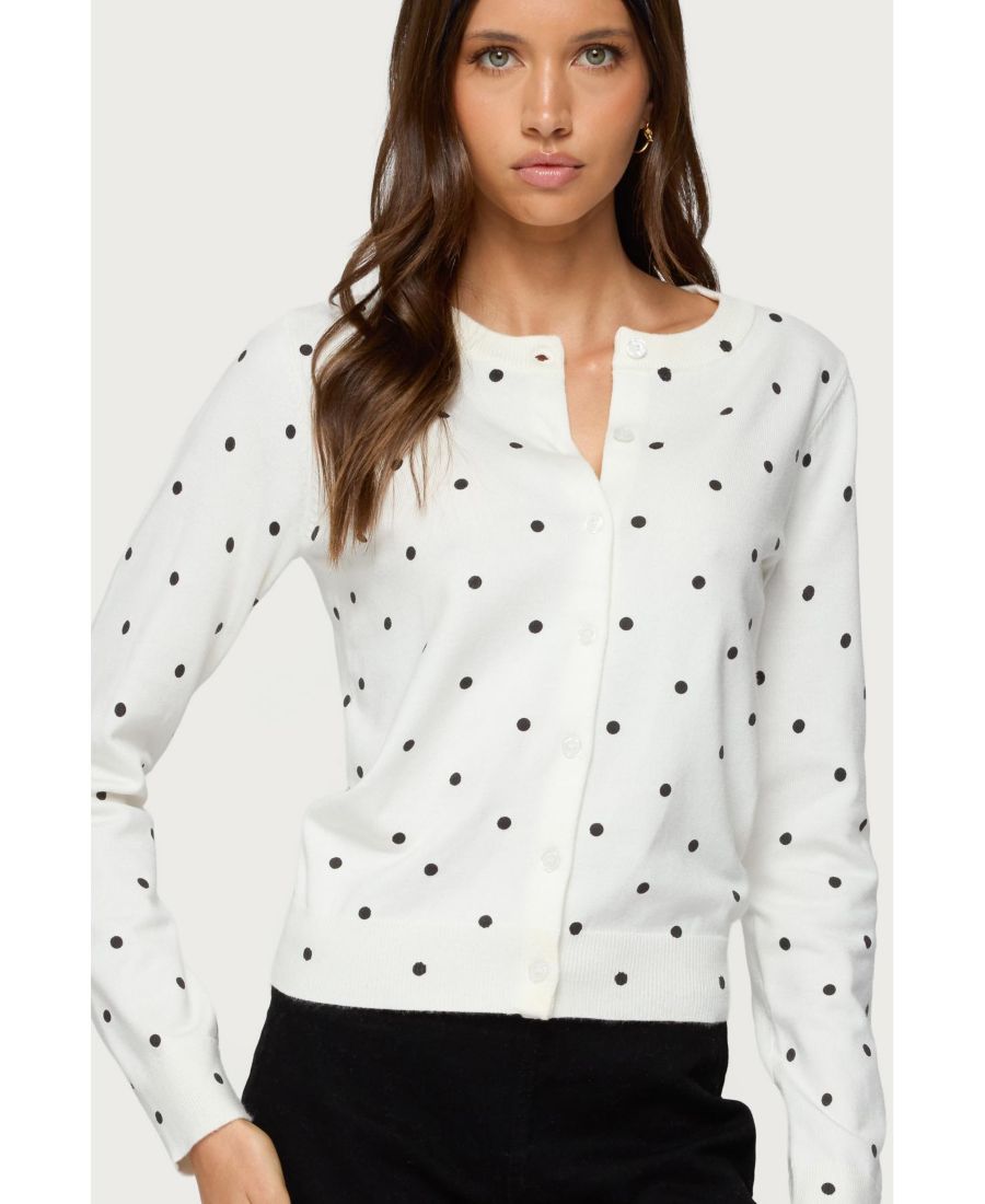 

Женский вязаный кардиган Shea в горошек Edikted, Black-and-white