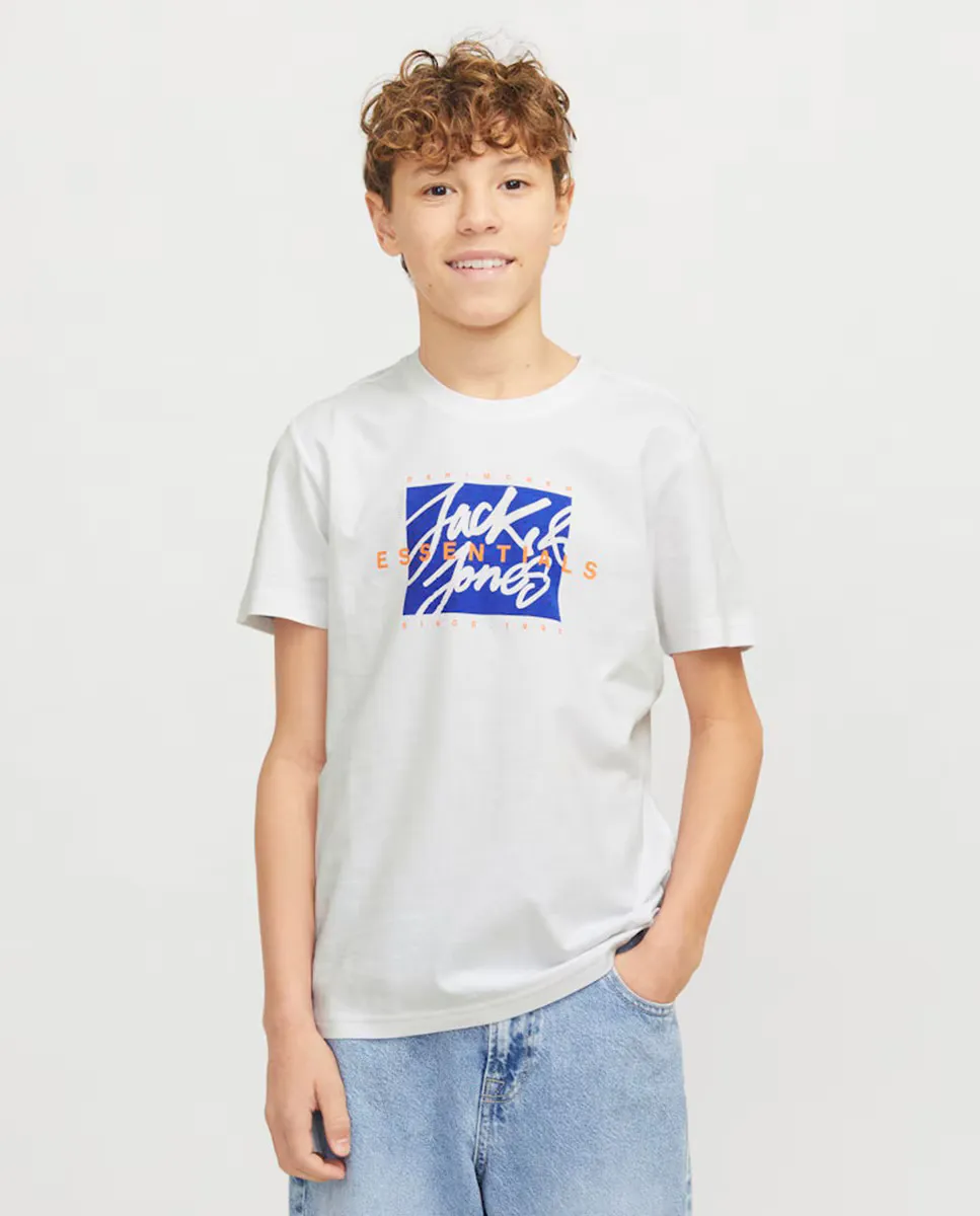 

Футболка для мальчиков с короткими рукавами и логотипом спереди Jack & Jones, белый